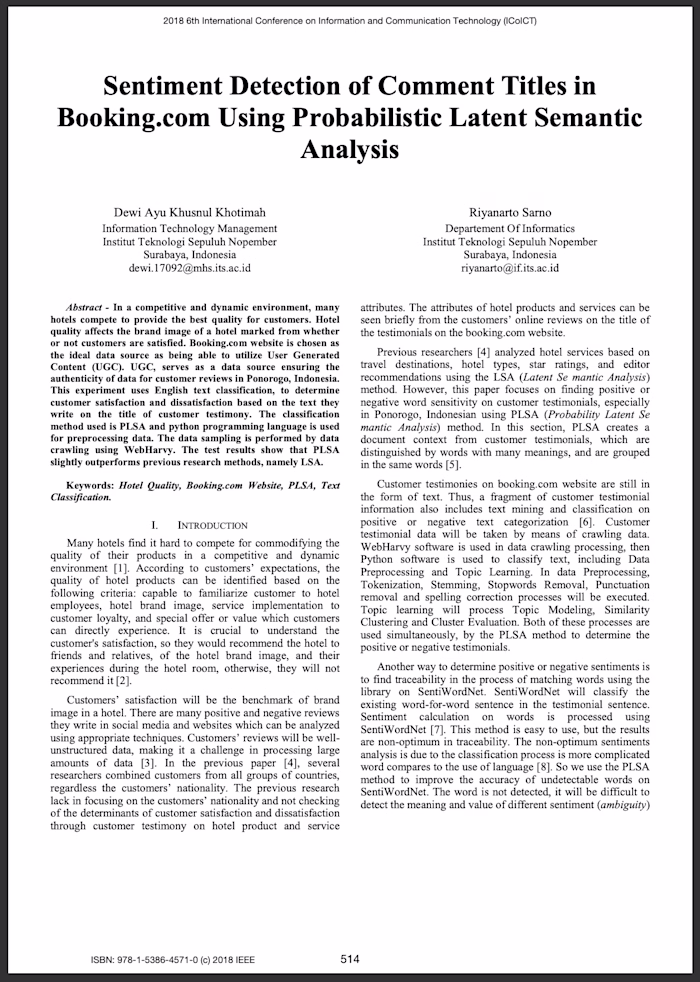 IEEE Publication on Sentiment Analysis (2018)