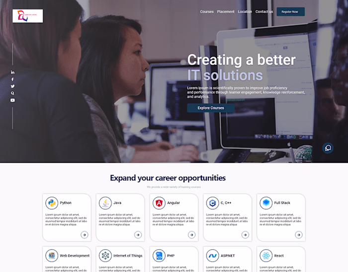 Training Website to get easy access for Internship