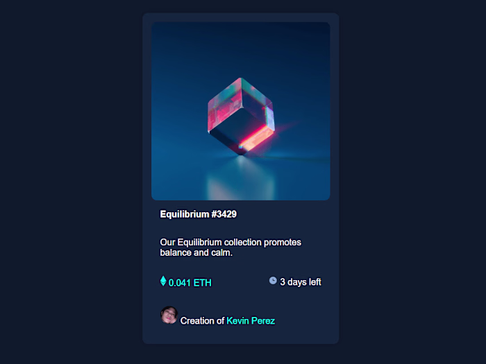 NFT preview card component