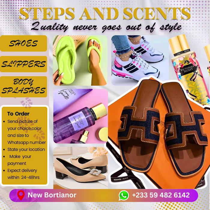 Flyer for shoe, slippers and body splash sale