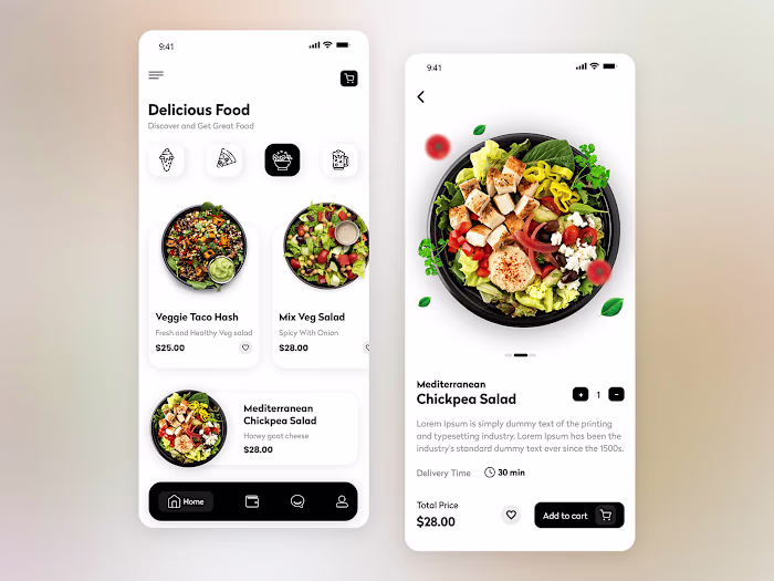 UI design for Food Delivery Application 