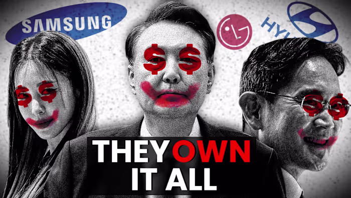 Chaebol Exposé Thumbnail | “THEY OWN IT ALL” Joker-Mask Concept