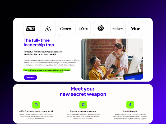 Fractional Leadership Marketplace Website Design