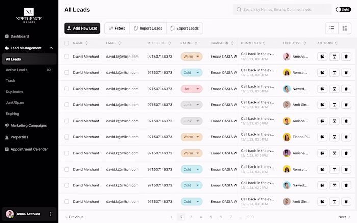 UX Design for Lead Management CRM