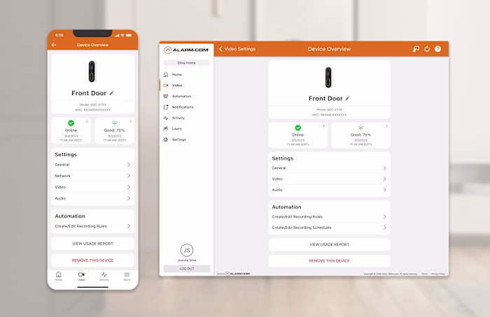 Alarm.com Video Settings Redesign