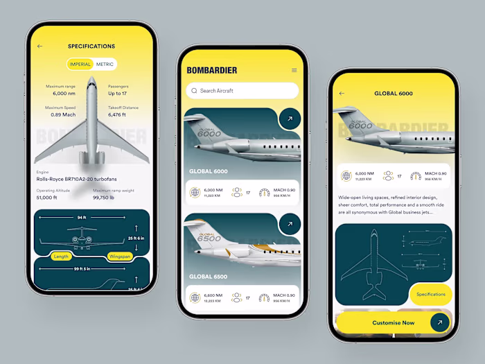 Bombardier App design concept
