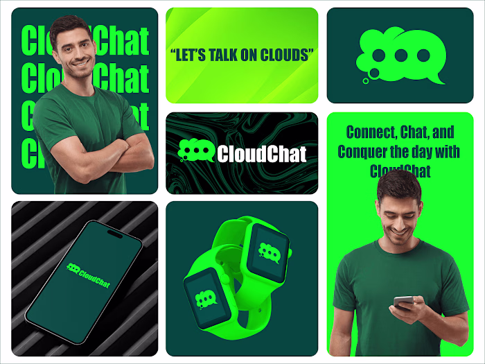 Cloud Chat logo brand identity and branding design :: Behance