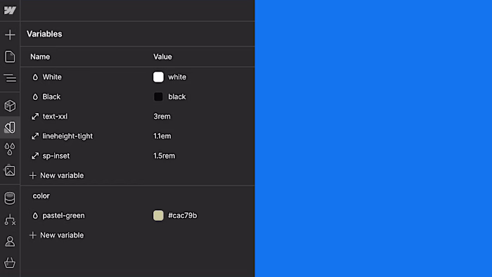Webflow CSS variables
