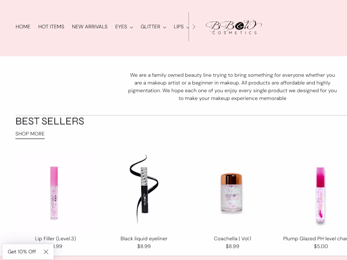 Cosmetics shop website design/SEO in Shopify