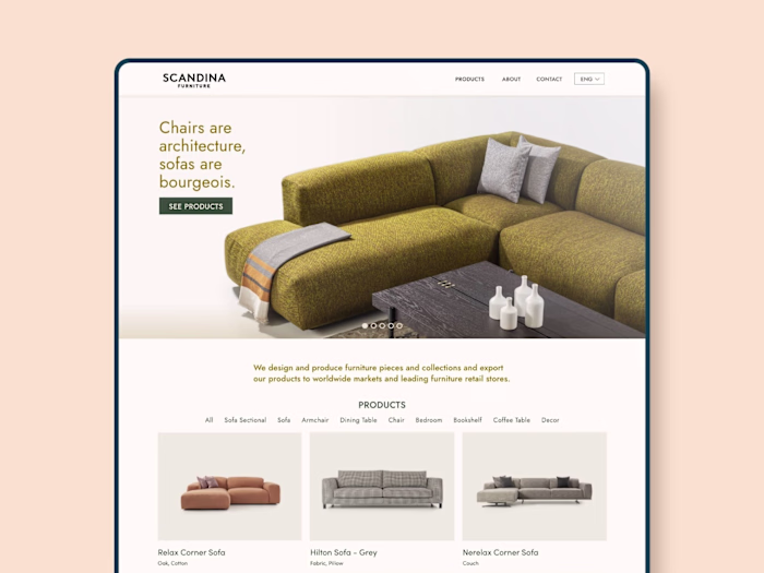 Scandina Furniture - Web Design + Wordpress Development