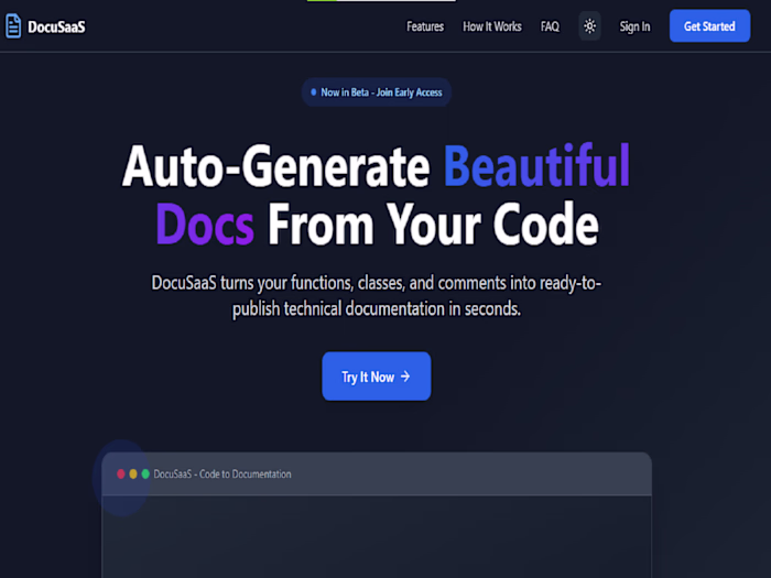 DocuSaaS - Auto-Generate Beautiful Documentation from Code