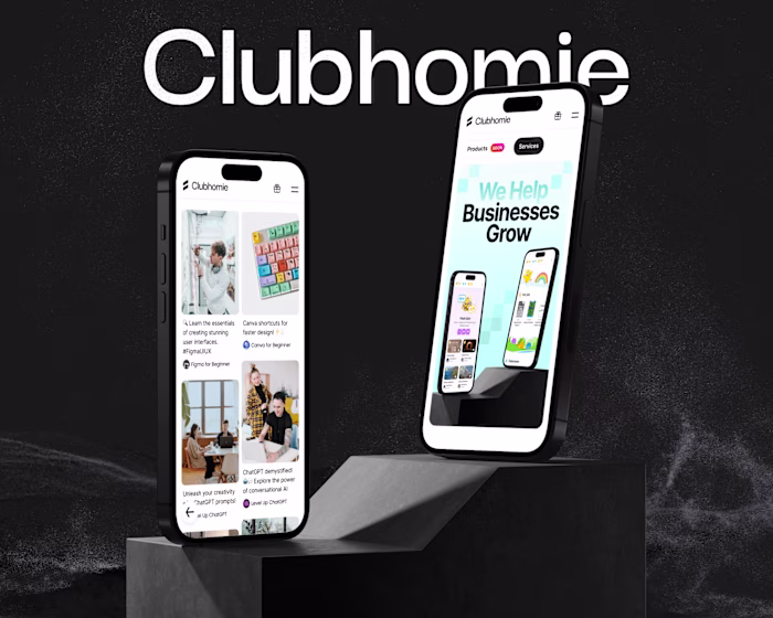 Clubhomie - UX UI Web, App Design Learning Platform