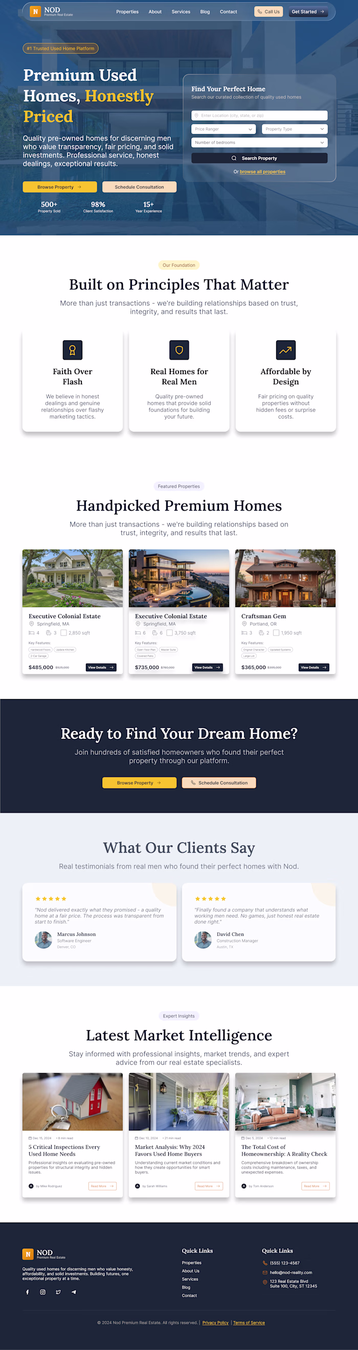 NOD Landing Page Design for Premium Used Homes