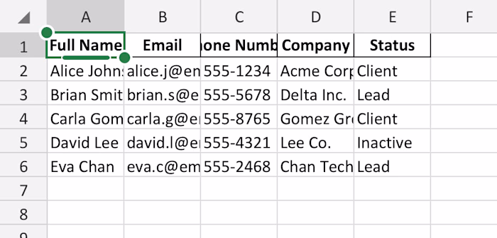 Excel Cleanup Sample