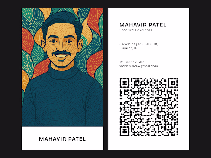 Personal Vertical Business Card Design for Mahavir Patel