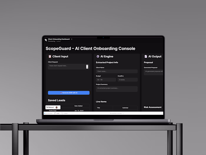 I built ScopeGuard, a one-page AI onboarding console that tu...