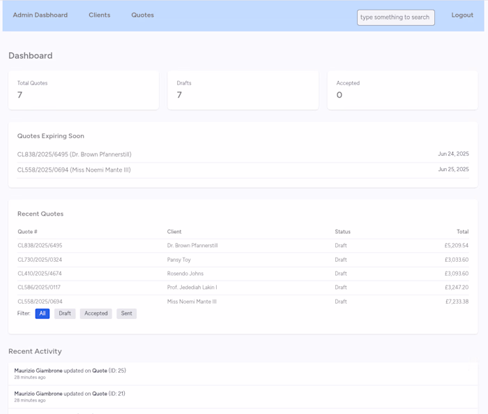 Laravel Quote Builder with PDF Export