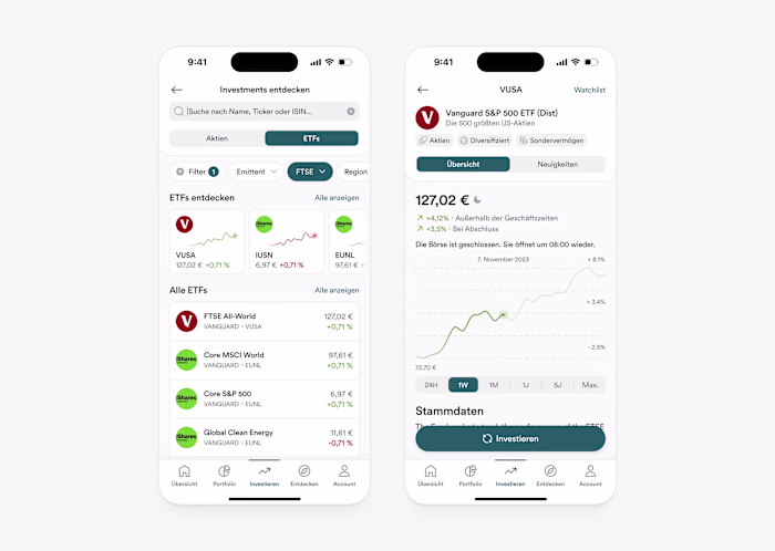 ETF Search and Product Detail Page