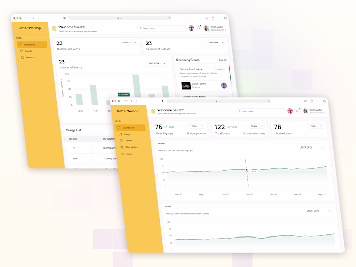 Better Worship Music Setlist Builder - Figma Web App Design