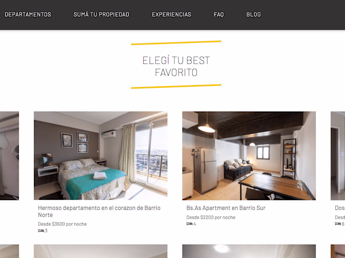 Temporary rentals web app