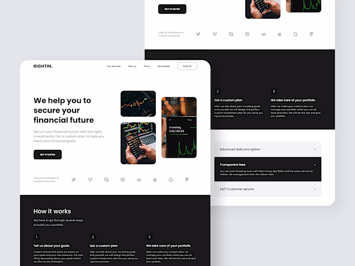 Landing Page for Investing Company