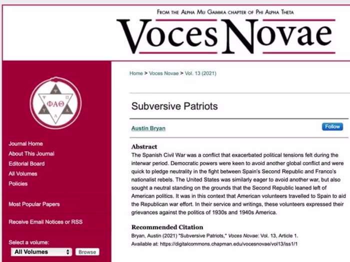 Undergraduate History Thesis:    Subversive Patriots