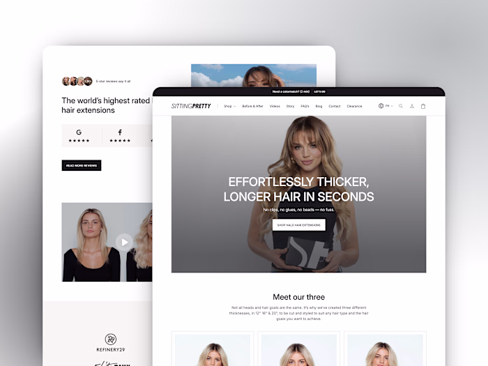 Sitting Pretty™ Halo Hair | Custom Landing Page Shopify 