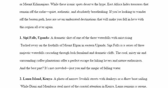 Exploring Hidden Gems of East Africa