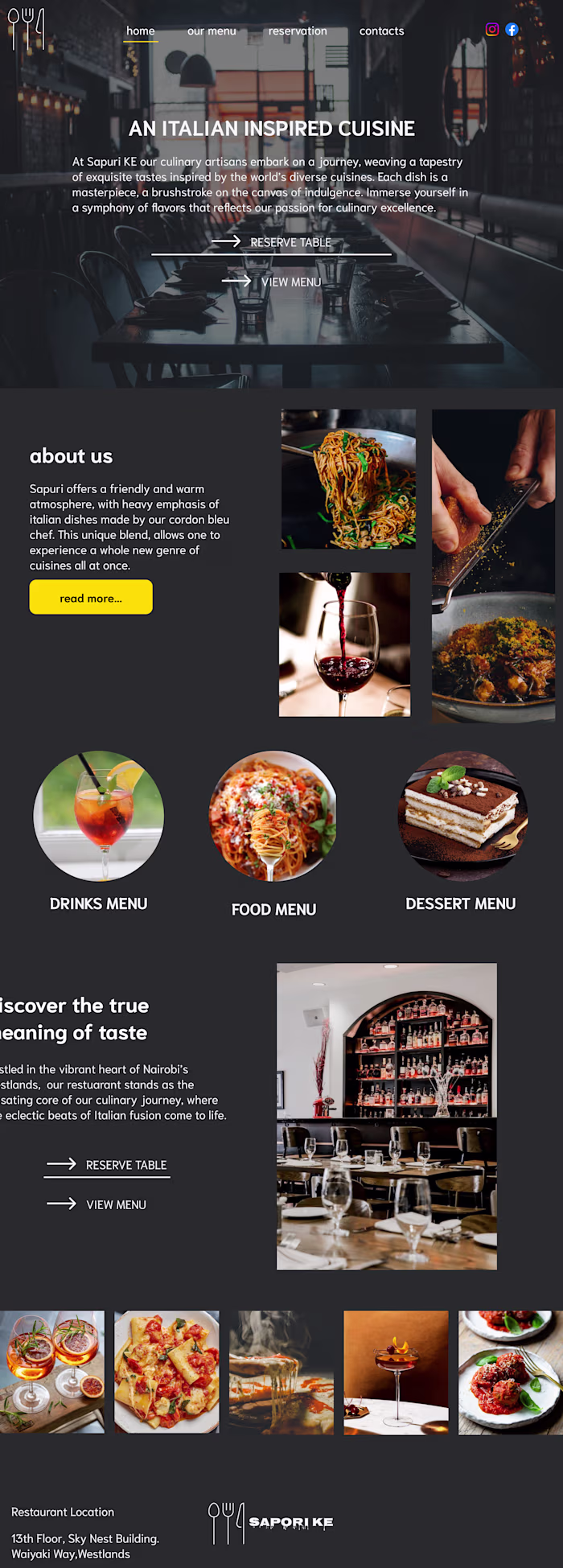 sapori ke -restaurant web design