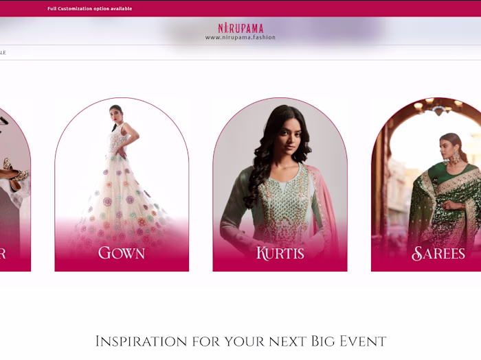 E-commerce website for Nirupamaa Fashion