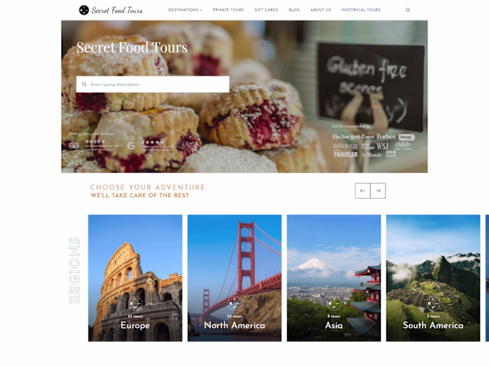 Website design Secret food tours