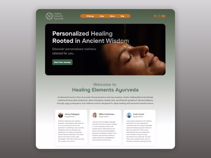 A Framer Website Redesign for Healing Elements Ayurveda