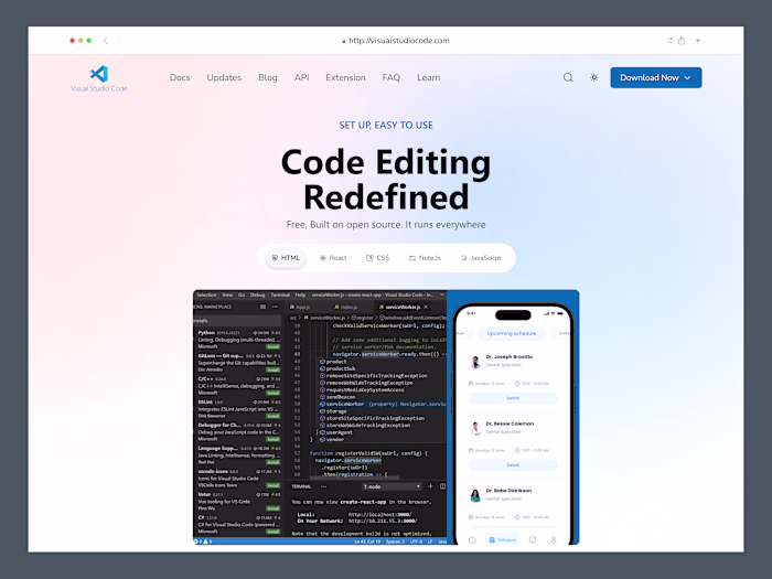 Visual Studio Code Website Redesign