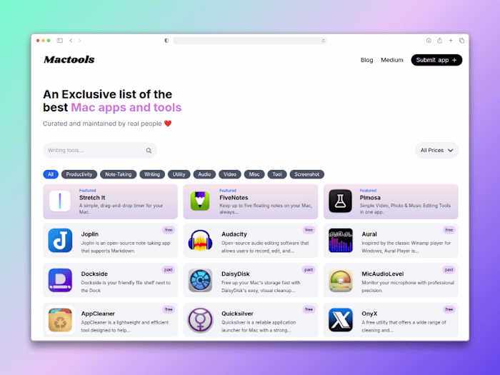Built a Mac apps Directory with NextJS + Supabase