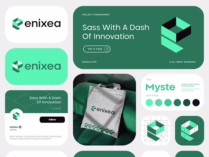 Modern tech letter E logo & brand identity Design for enixea