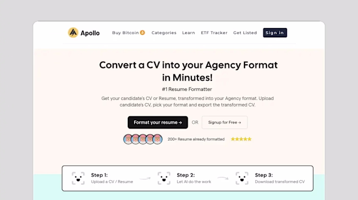 F1Recruit - Convert CV into your agency format in minutes. 