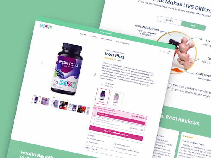 LIVS | Designed & Developed PDPs in Replo