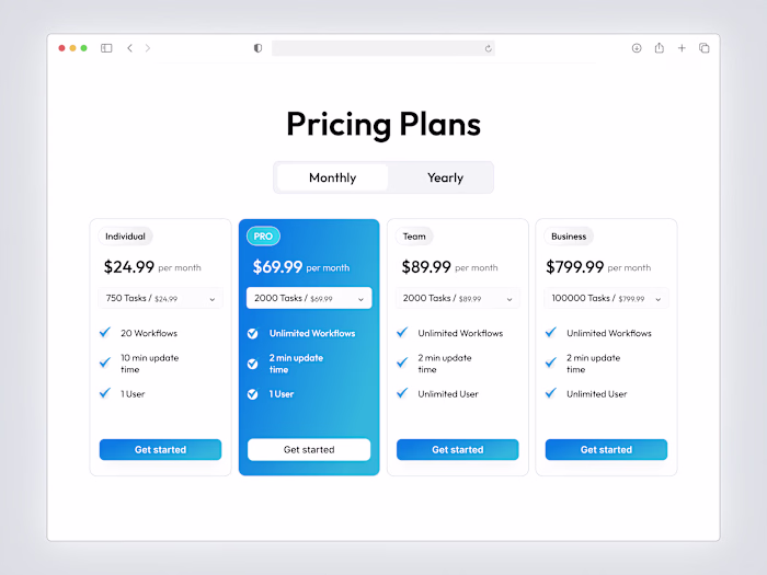SaaS Pricing Page – Conversion Focused UI Design