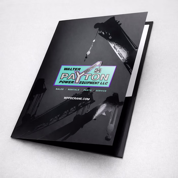 Two pocket presentation folder for Walter Payton Power Equip...