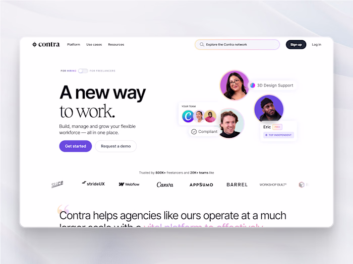 Contra home (Framer development)