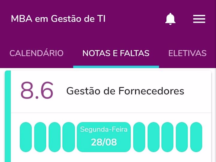 Mobile UI for student class schedule