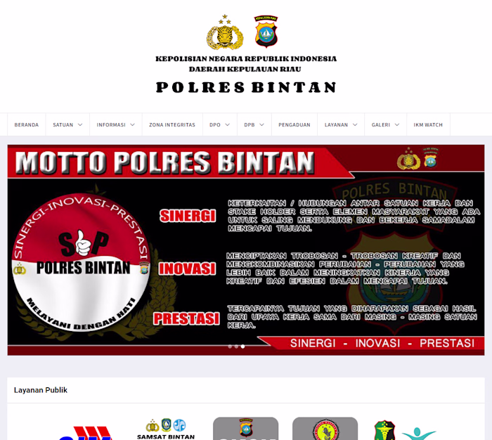 Custom PolresBintan.com Company Profile and News Portal Website
