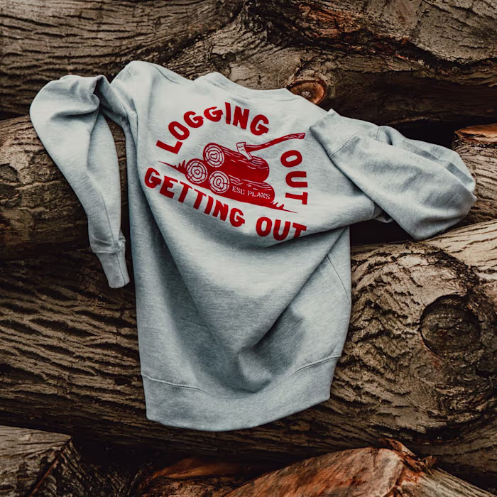 Logging Out Crew Sweatshirt: Product Description 