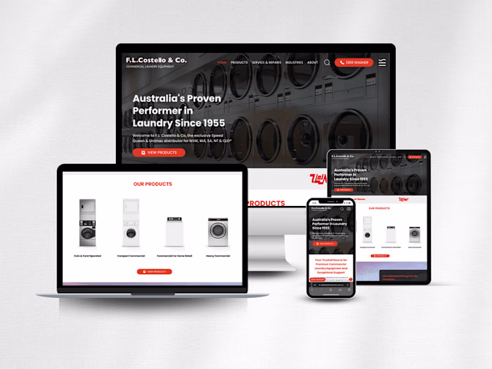 E-commerce Website Design for Laudnry Equipment