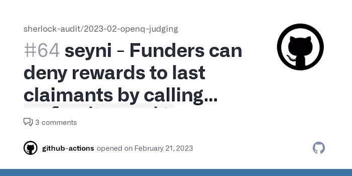 Funders can deny rewards to last claimants by calling refundDep…