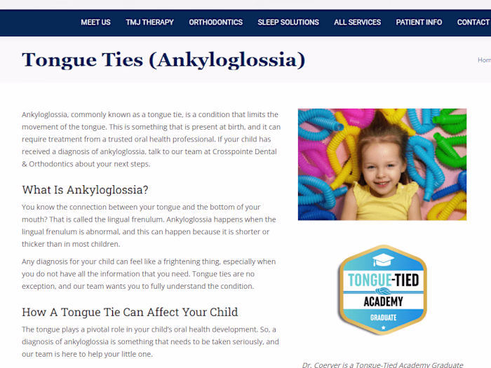 Orofacial Myofunctional Therapy Site Content