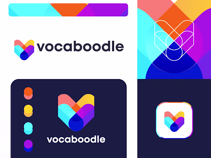 Modern Colorful abstract V letter Logo Design
