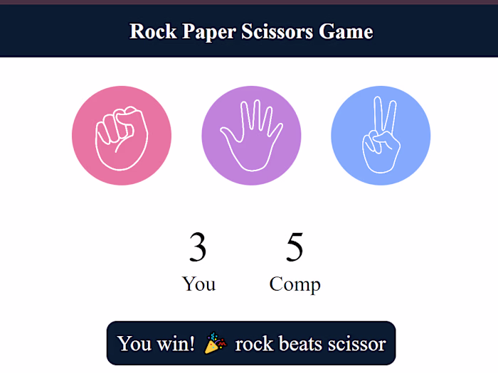 Rock-Paper-Scissors Game | HTML, CSS & JavaScript