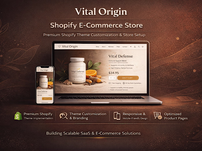 Vital Origin Premium Shopify Store Project