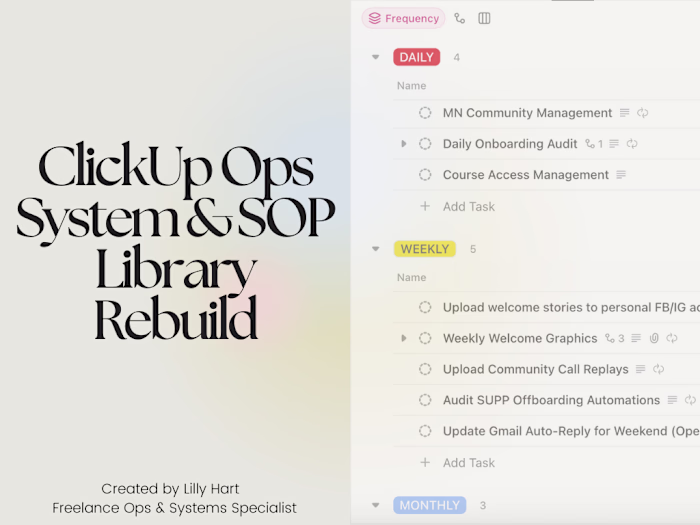 ClickUp Ops System & SOP Library Rebuild